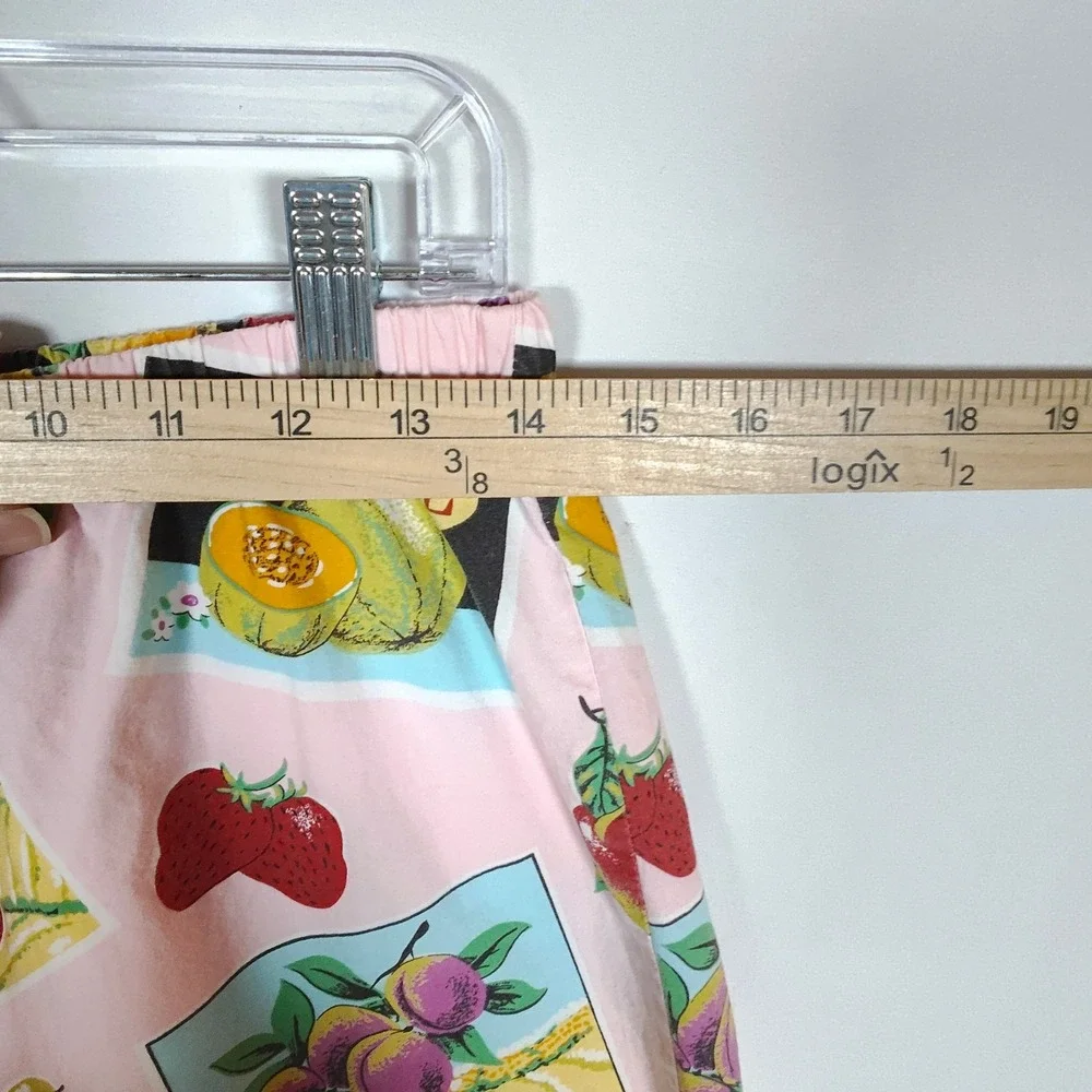 Nick & Nora Pajama Set Women's Small Pink Fruit Crate Print Cotton Sleepwear